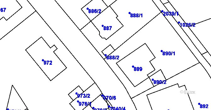 Parcela st. 888/2 v KÚ Košíře, Katastrální mapa