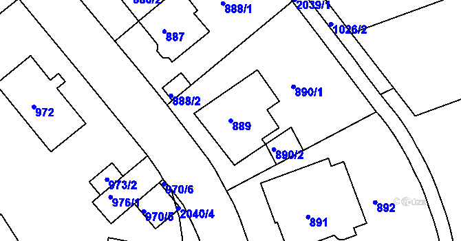Parcela st. 889 v KÚ Košíře, Katastrální mapa