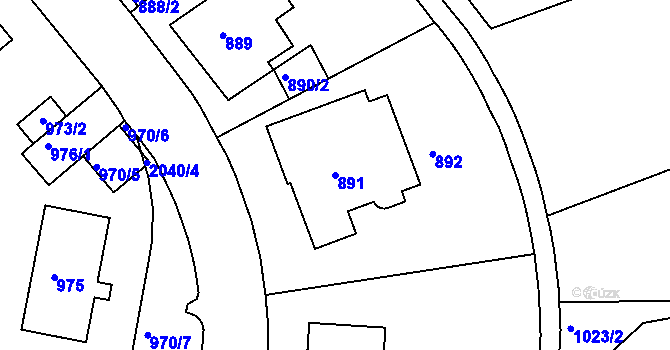Parcela st. 891 v KÚ Košíře, Katastrální mapa