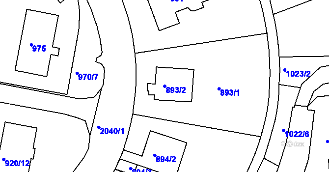 Parcela st. 893/2 v KÚ Košíře, Katastrální mapa