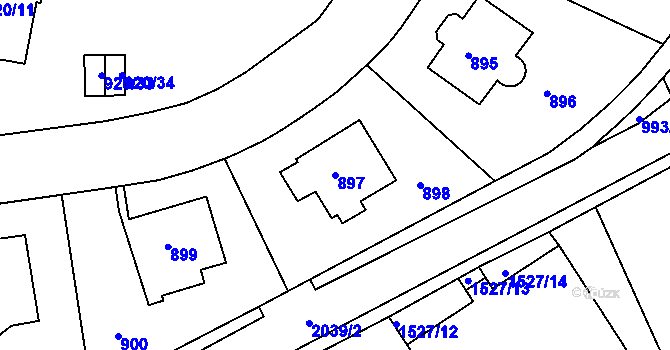 Parcela st. 897 v KÚ Košíře, Katastrální mapa