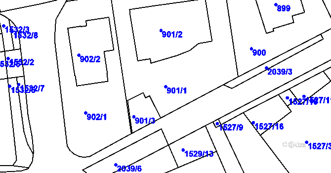 Parcela st. 901/1 v KÚ Košíře, Katastrální mapa