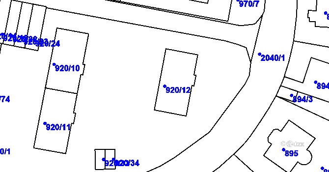 Parcela st. 920/12 v KÚ Košíře, Katastrální mapa
