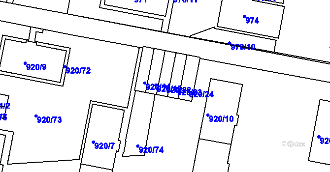 Parcela st. 920/22 v KÚ Košíře, Katastrální mapa
