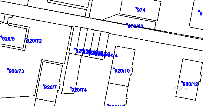 Parcela st. 920/24 v KÚ Košíře, Katastrální mapa