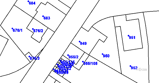 Parcela st. 949 v KÚ Košíře, Katastrální mapa