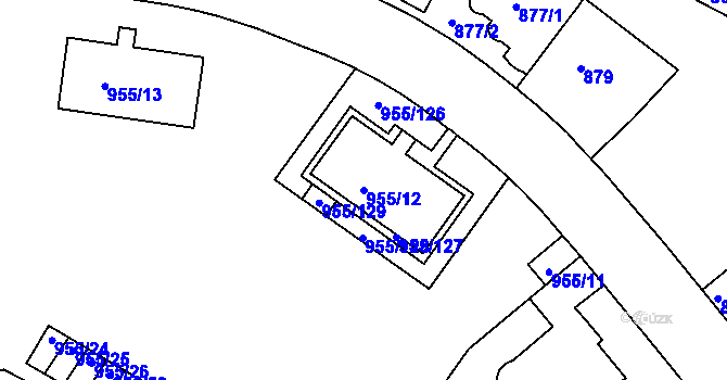 Parcela st. 955/12 v KÚ Košíře, Katastrální mapa