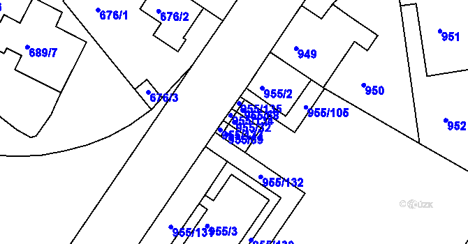 Parcela st. 955/32 v KÚ Košíře, Katastrální mapa