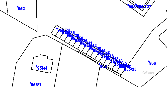 Parcela st. 955/42 v KÚ Košíře, Katastrální mapa