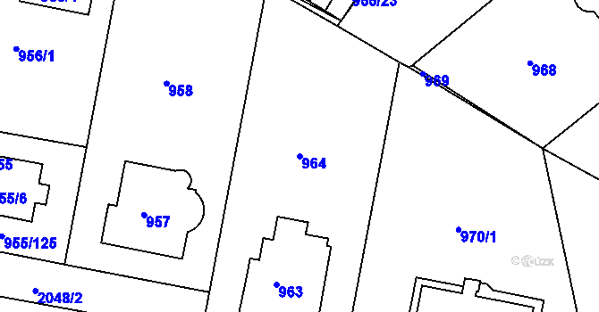 Parcela st. 964 v KÚ Košíře, Katastrální mapa