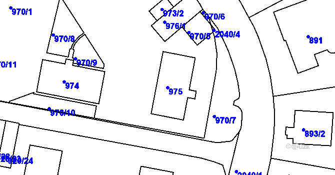 Parcela st. 975 v KÚ Košíře, Katastrální mapa