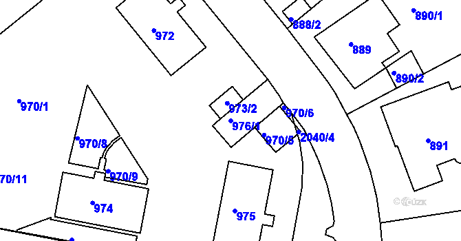 Parcela st. 976/1 v KÚ Košíře, Katastrální mapa