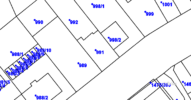 Parcela st. 991 v KÚ Košíře, Katastrální mapa