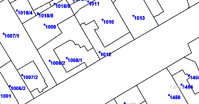 Parcela st. 1012 v KÚ Košíře, Katastrální mapa