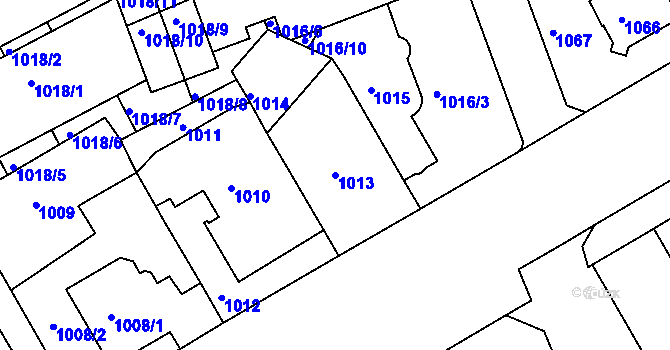 Parcela st. 1013 v KÚ Košíře, Katastrální mapa