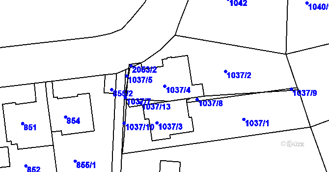 Parcela st. 1037/4 v KÚ Košíře, Katastrální mapa