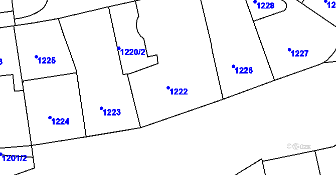 Parcela st. 1222 v KÚ Košíře, Katastrální mapa
