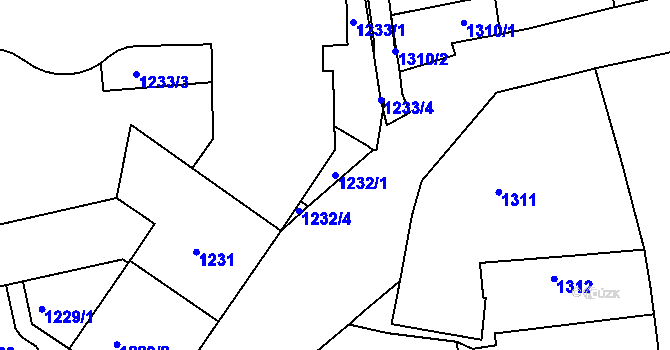 Parcela st. 1232/1 v KÚ Košíře, Katastrální mapa