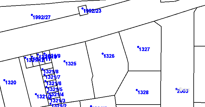 Parcela st. 1326 v KÚ Košíře, Katastrální mapa