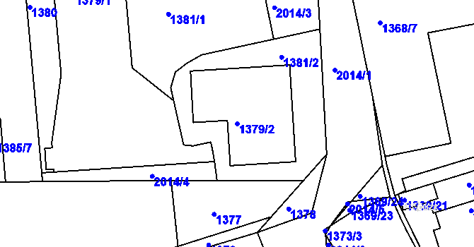 Parcela st. 1379/2 v KÚ Košíře, Katastrální mapa