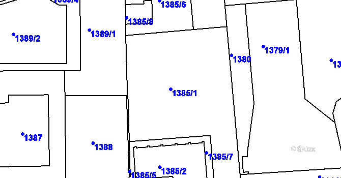 Parcela st. 1385/1 v KÚ Košíře, Katastrální mapa