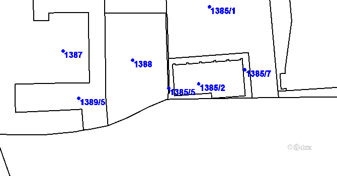 Parcela st. 1385/5 v KÚ Košíře, Katastrální mapa