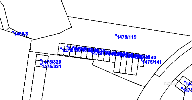 Parcela st. 1475/133 v KÚ Košíře, Katastrální mapa