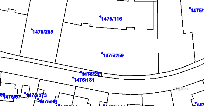 Parcela st. 1475/259 v KÚ Košíře, Katastrální mapa