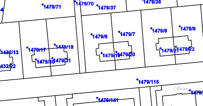 Parcela st. 1479/19 v KÚ Košíře, Katastrální mapa