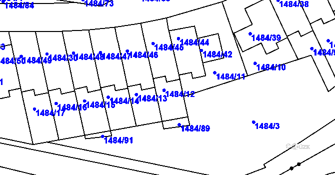 Parcela st. 1484/12 v KÚ Košíře, Katastrální mapa