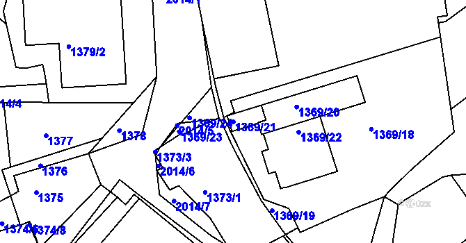 Parcela st. 1369/21 v KÚ Košíře, Katastrální mapa