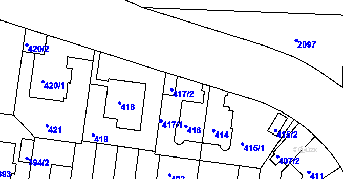 Parcela st. 417/2 v KÚ Košíře, Katastrální mapa