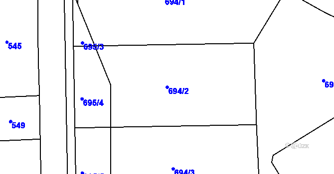 Parcela st. 694/2 v KÚ Košíře, Katastrální mapa