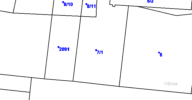 Parcela st. 7/1 v KÚ Košíře, Katastrální mapa