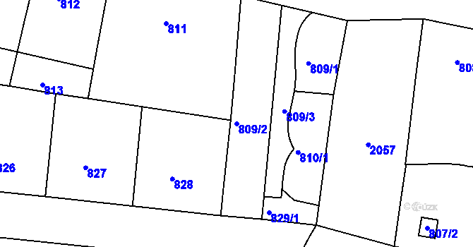 Parcela st. 809/2 v KÚ Košíře, Katastrální mapa