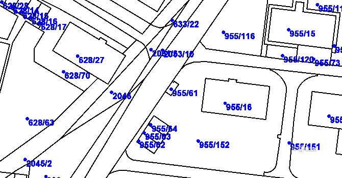 Parcela st. 955/61 v KÚ Košíře, Katastrální mapa