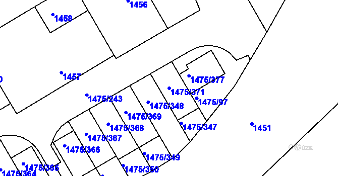 Parcela st. 1475/371 v KÚ Košíře, Katastrální mapa