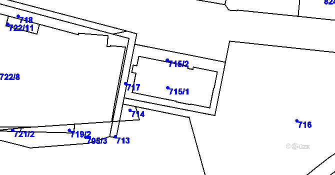 Parcela st. 715/1 v KÚ Košíře, Katastrální mapa