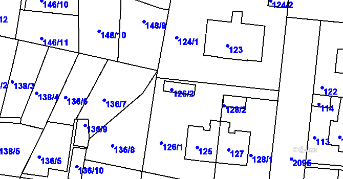 Parcela st. 126/2 v KÚ Košíře, Katastrální mapa