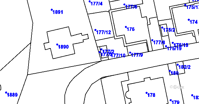 Parcela st. 177/3 v KÚ Košíře, Katastrální mapa