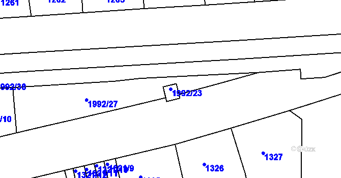 Parcela st. 1992/23 v KÚ Košíře, Katastrální mapa