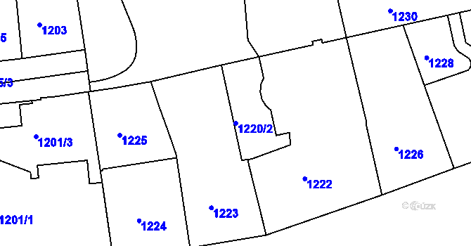 Parcela st. 1220/2 v KÚ Košíře, Katastrální mapa