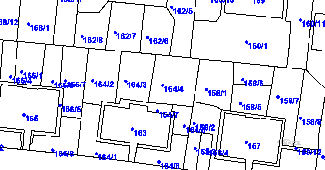Parcela st. 164/4 v KÚ Košíře, Katastrální mapa
