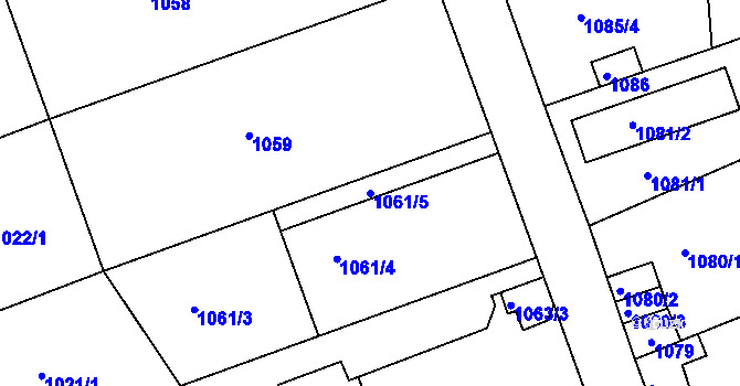 Parcela st. 1061/5 v KÚ Košíře, Katastrální mapa