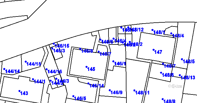 Parcela st. 146/7 v KÚ Košíře, Katastrální mapa