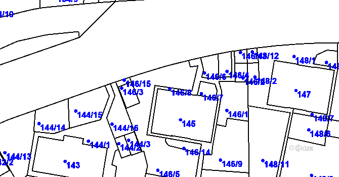 Parcela st. 146/8 v KÚ Košíře, Katastrální mapa