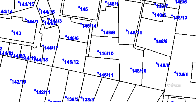 Parcela st. 146/10 v KÚ Košíře, Katastrální mapa