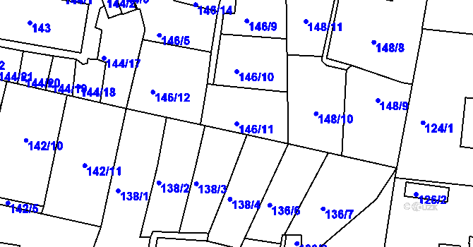 Parcela st. 146/11 v KÚ Košíře, Katastrální mapa