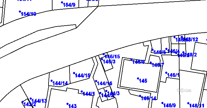 Parcela st. 146/15 v KÚ Košíře, Katastrální mapa