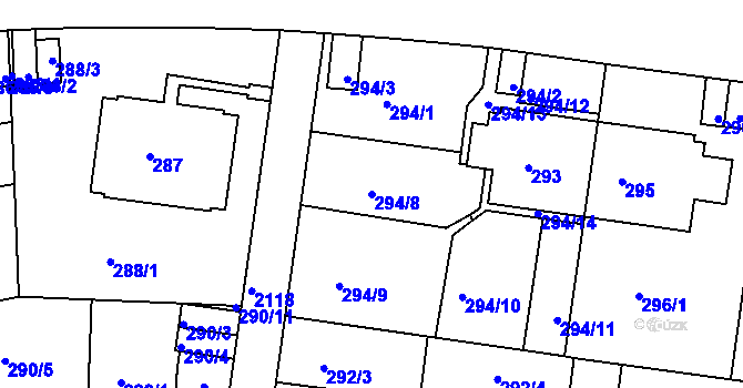 Parcela st. 294/8 v KÚ Košíře, Katastrální mapa